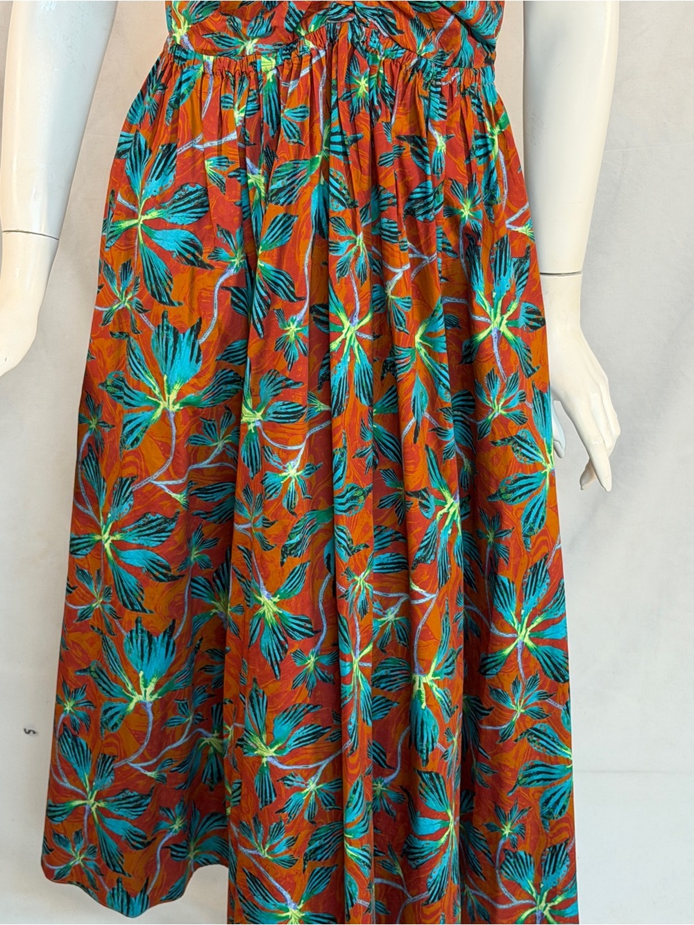 Ulla Johnson Rust Floral Midi Skirt with Teal Botanicals - Picture 8 of 10